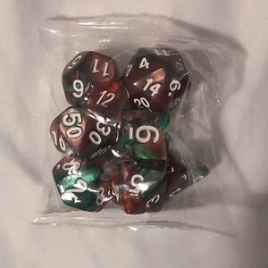 Polyhedral RPG Dice Set in Green and Brown - Unbranded